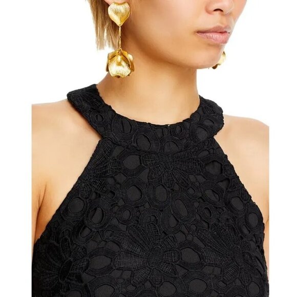 New AQUA Lace Halter Black Mini Dress Size XS - Picture 2 of 3